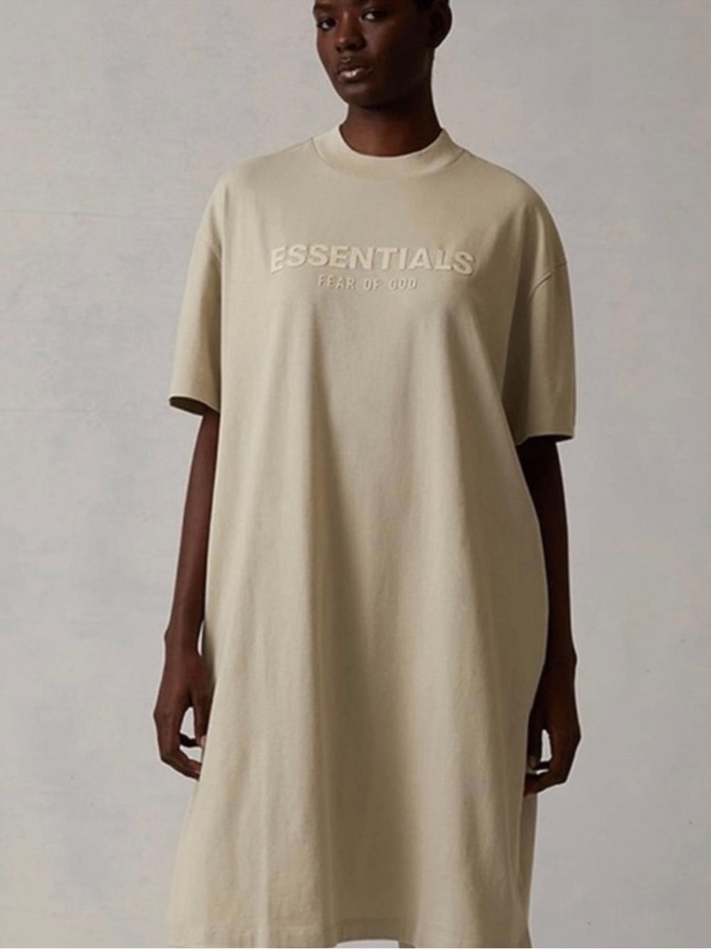 Essentials Fear Of God T-Shirt Dress Size L Tan Oversized Relaxed Fit